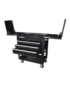 SUN8035XTBK image(0) - 3 Drawer Utility Cart with Sliding Top, Black