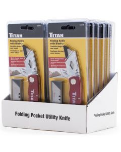 TIT11015-12 image(0) - 12PC Red Folding Utility Knife Display